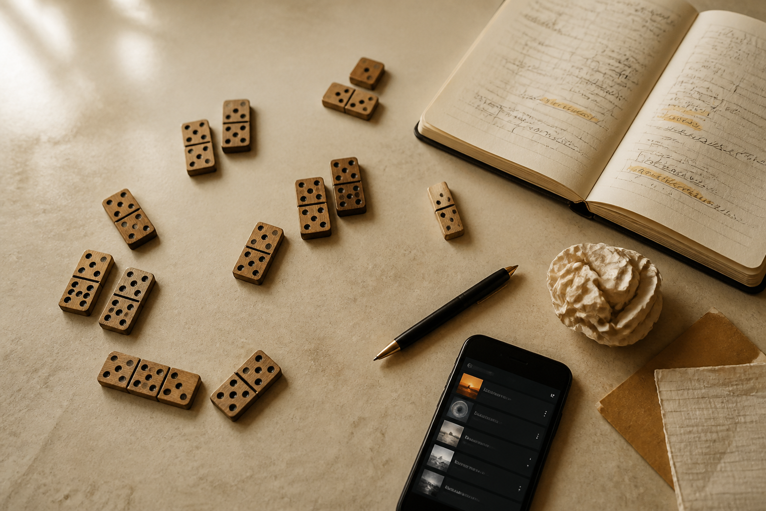 Tessere di domino su di un tavolo